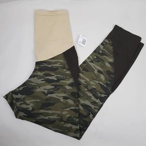 Motherhood Maternity Green Camo Leggings Large Stretch Camouflage Athletic Pants